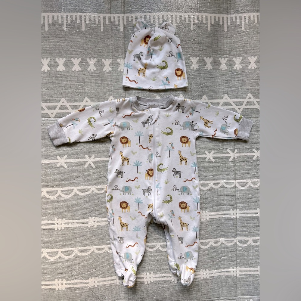 Kissy Kissy Baby Animal Footie + Hat Set